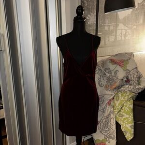 SHEIN Velvet Mini Dress in Deep Burgundy